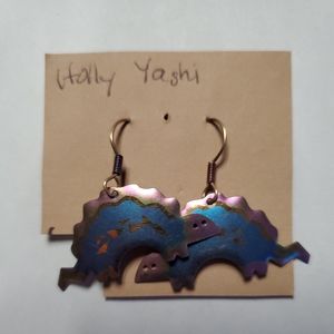 Holly Yashi Vintag Rainbow Niobium Stegosaurus Handcrafted Earrings